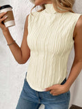 Texture Turtleneck Sleeveless Top - Trendsi - Flyclothing LLC
