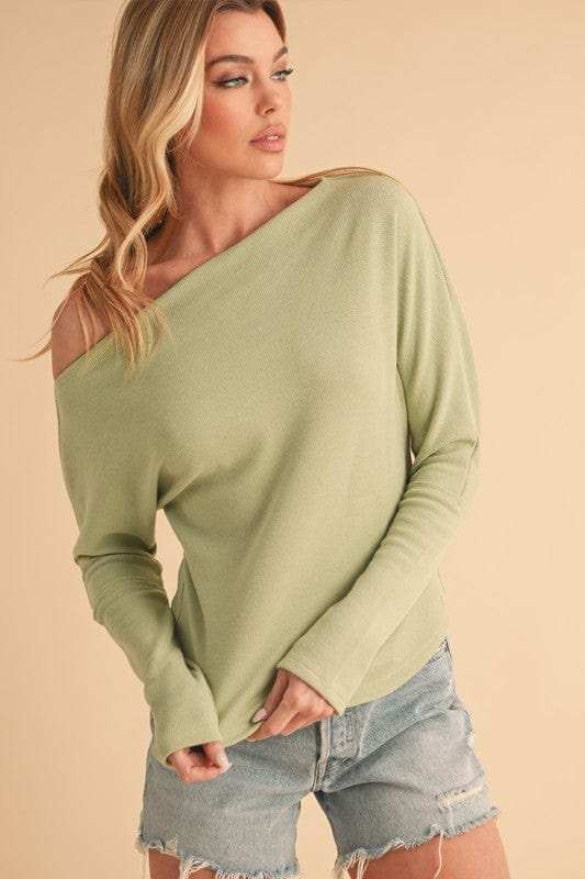 Aemi + Co One Shoulder Long Sleeve Knit Top - Trendsi - Flyclothing LLC