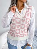 Heart V-Neck Sweater Vest - Trendsi - Flyclothing LLC