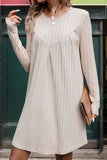 Round Neck Long Sleeve Mini Dress - Trendsi