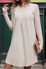Round Neck Long Sleeve Mini Dress - Trendsi