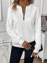 Texture Half Zip Long Sleeve Sweatshirt - Trendsi - Flyclothing LLC