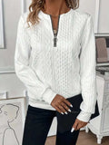 Texture Half Zip Long Sleeve Sweatshirt - Trendsi - Flyclothing LLC