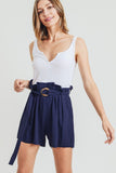 Cotton Bleu by Nu Label Buckle Belt Cotton Linen Shorts - Trendsi
