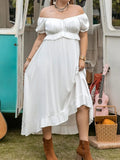 Plus Size Ruffled Hem Off-Shoulder Dress - Trendsi