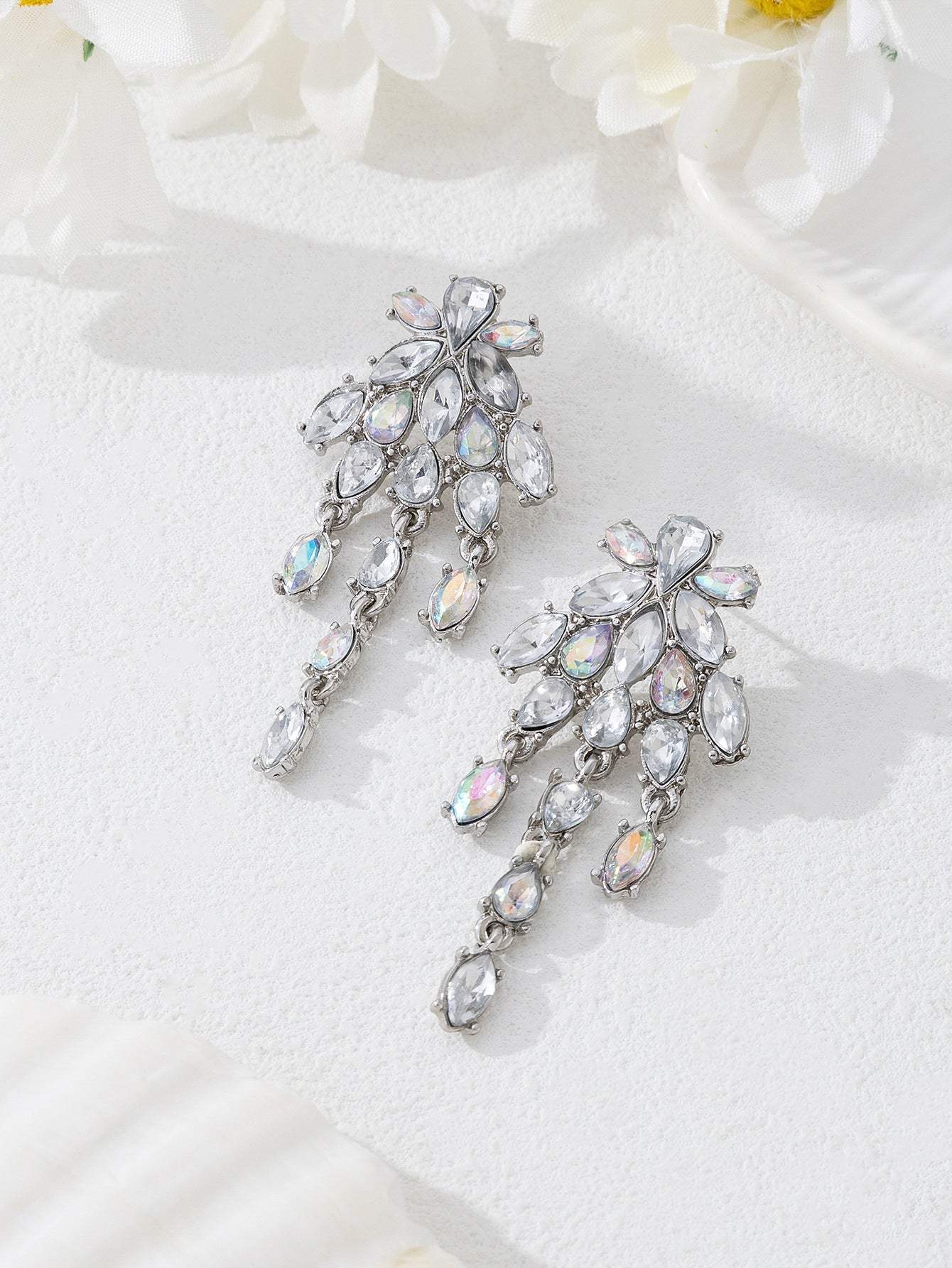 Trending Fashion Chain Rhinestone Drop Earrings For Women, Unique Versatile Light Luxury Alloy Ear Jewelry, Geometric Stud Earrings - My Store - Flyclothing LLC