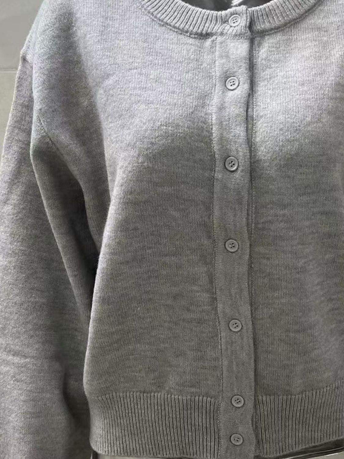Button Down Long Sleeve Cardigan - Trendsi - Flyclothing LLC