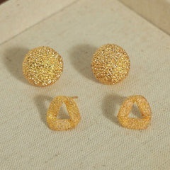 Gold-Plated Geometric Stud Earrings - Trendsi