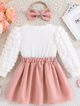 Children's Heart Bowknot Decor Dress with Headband - Trendsi - Flyclothing LLC