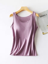Round Neck Tank with Bra - Trendsi - Flyclothing LLC