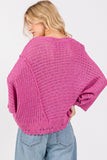 SAGE + FIG Distressed Asymmetrical Open Stitch Sweater - Trendsi