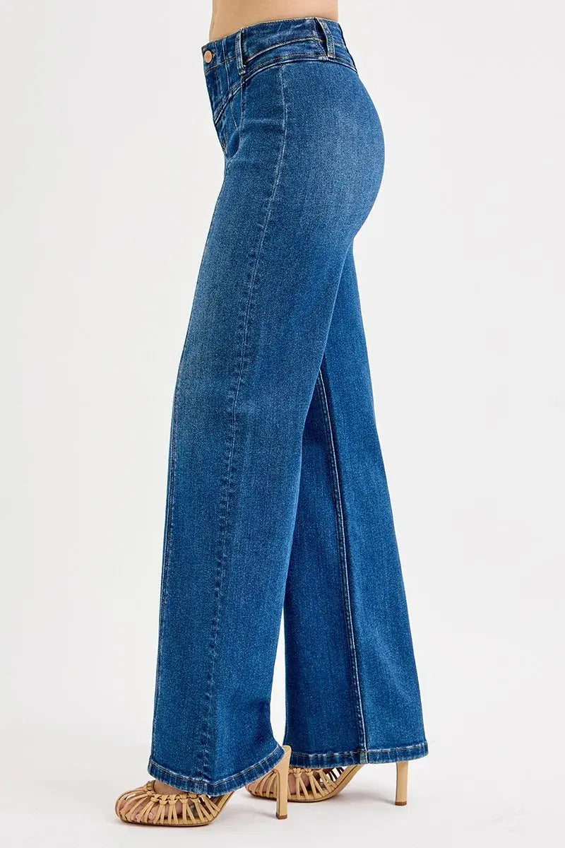RISEN Seam Detail Wide Leg Jeans - Trendsi - Flyclothing LLC