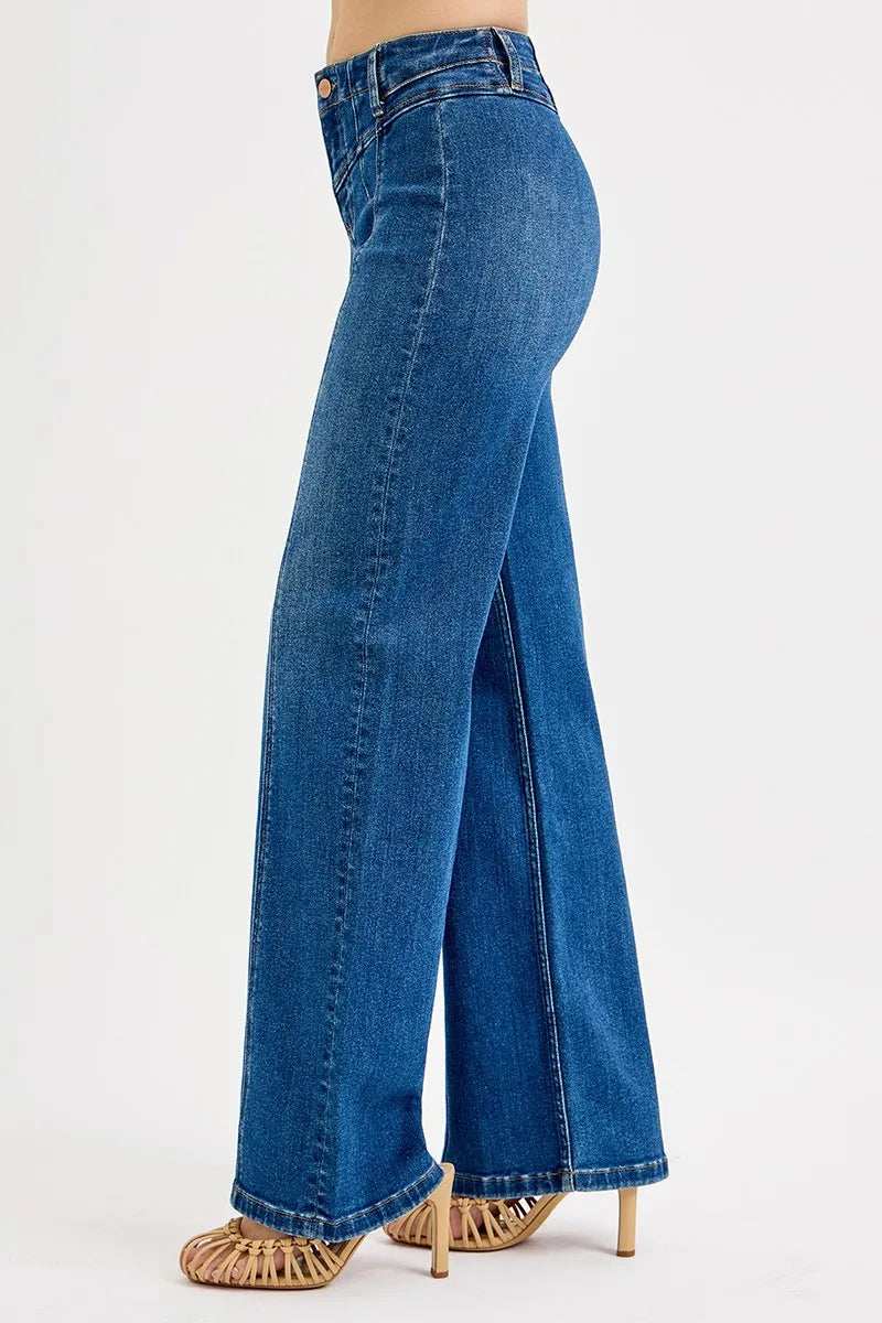 RISEN Seam Detail Wide Leg Jeans - Trendsi - Flyclothing LLC