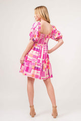 And The Why Color Block Puff Sleeve Dress - Trendsi - Flyclothing LLC