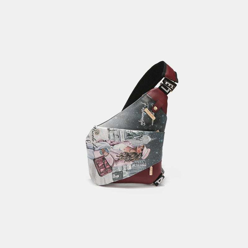 Nicole Lee USA Vegan Leather Leopard & Lip Pattern Crossbody Bag - Trendsi - Flyclothing LLC