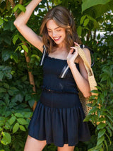 Smocked Tie Shoulder Top and Mini Skirt Set - Trendsi - Flyclothing LLC