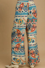 Umgee Full Size Wide Leg Border Print Pants Plus Size - Trendsi - Flyclothing LLC