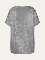 Full Size Sequin V-Neck Short Sleeve Top - Trendsi - Flyclothing LLC