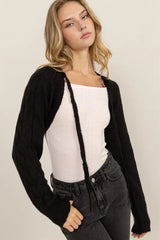 HYFVE Cable-Knit Tie-Front Shrug - Trendsi - Flyclothing LLC
