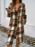 Plaid Long Sleeve Hooded Coat - Trendsi - Flyclothing LLC