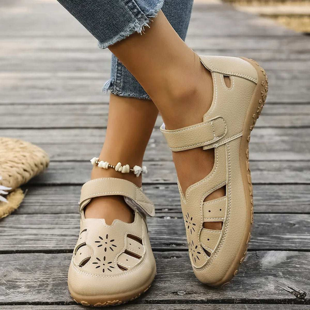 Cutout Velcro Straps Sandals - Trendsi - Flyclothing LLC