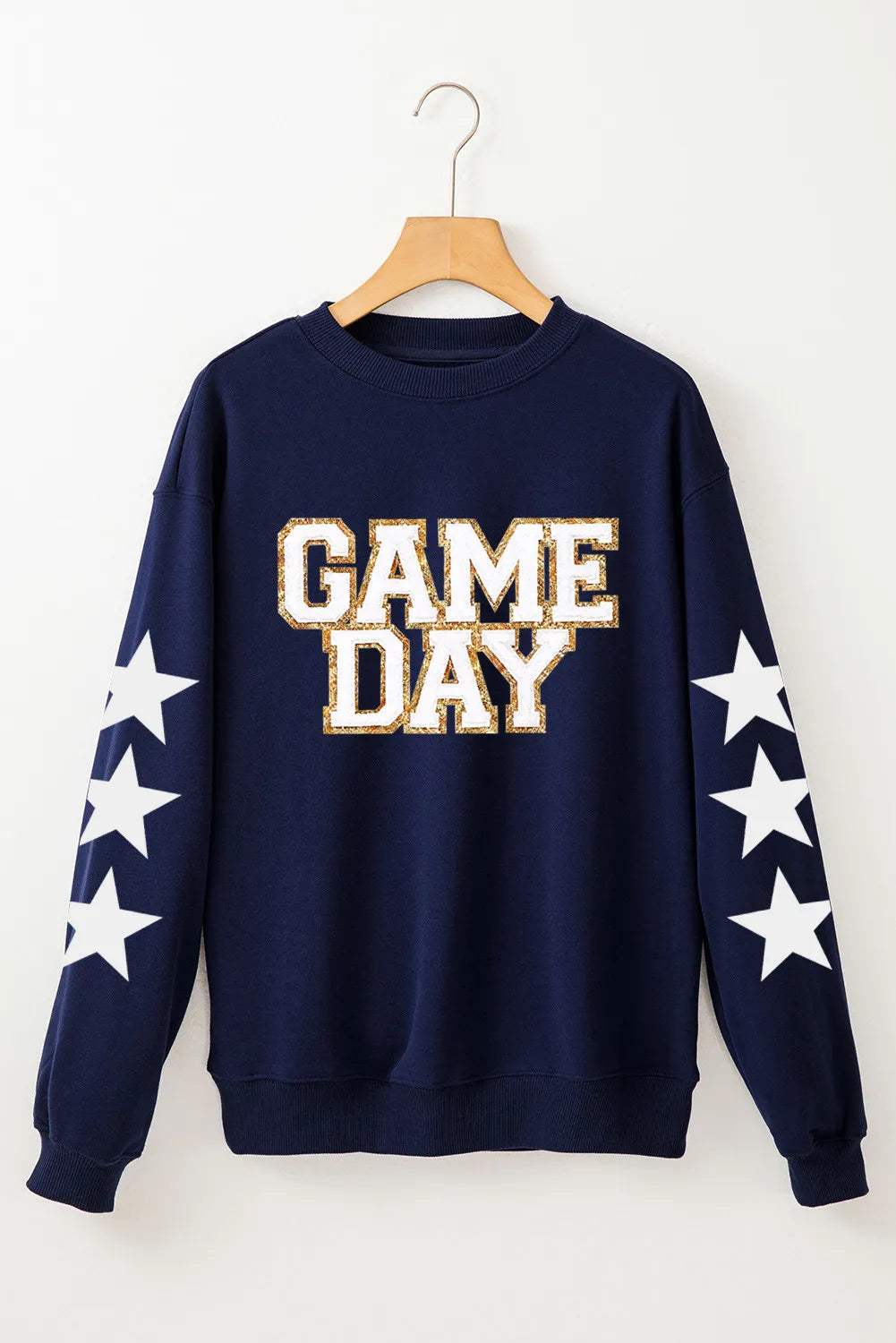 GAME DAY Star Round Neck Long Sleeve Sweatshirt - Trendsi - Flyclothing LLC