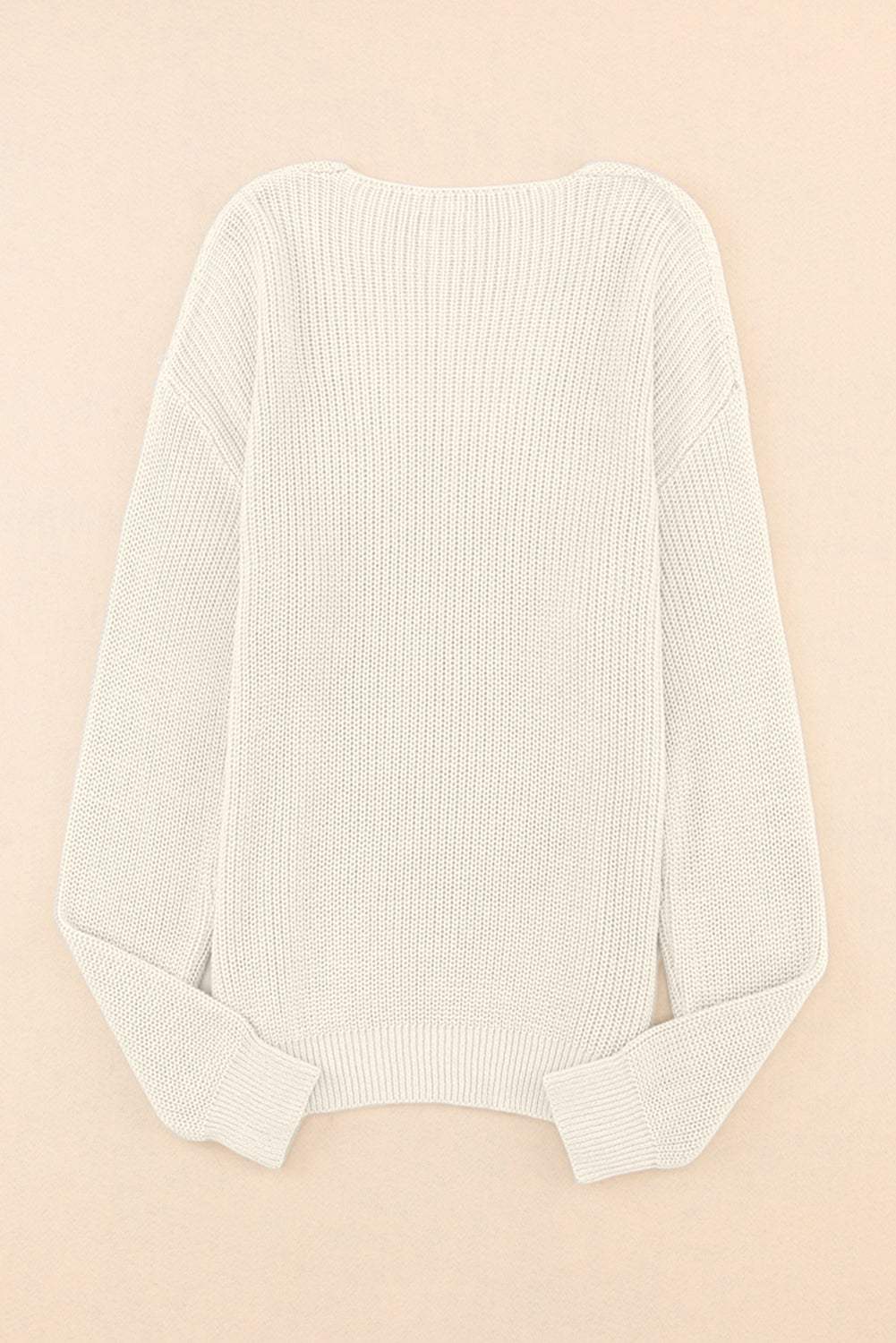 V-Neck Drop Shoulder Sweater - Trendsi - Flyclothing LLC
