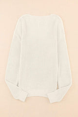 V-Neck Drop Shoulder Sweater - Trendsi - Flyclothing LLC