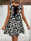 Tied Leopard Round Neck Tank Dress - Trendsi - Flyclothing LLC