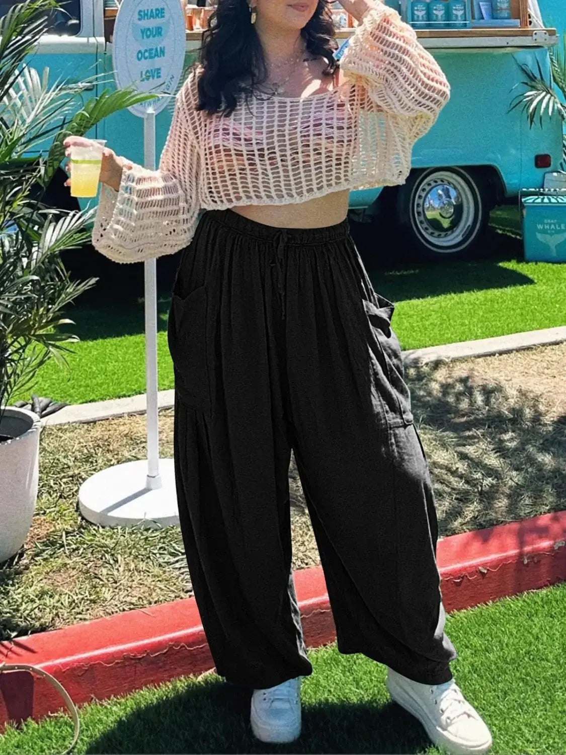 Full Size Drawstring Pants with Pockets Plus Size - Trendsi - Flyclothing LLC