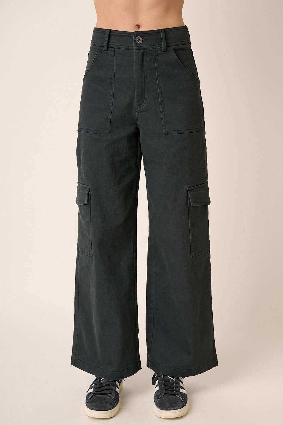 Mittoshop Wide Leg High Waist Pants with Cargo Pockets - Trendsi - Flyclothing LLC