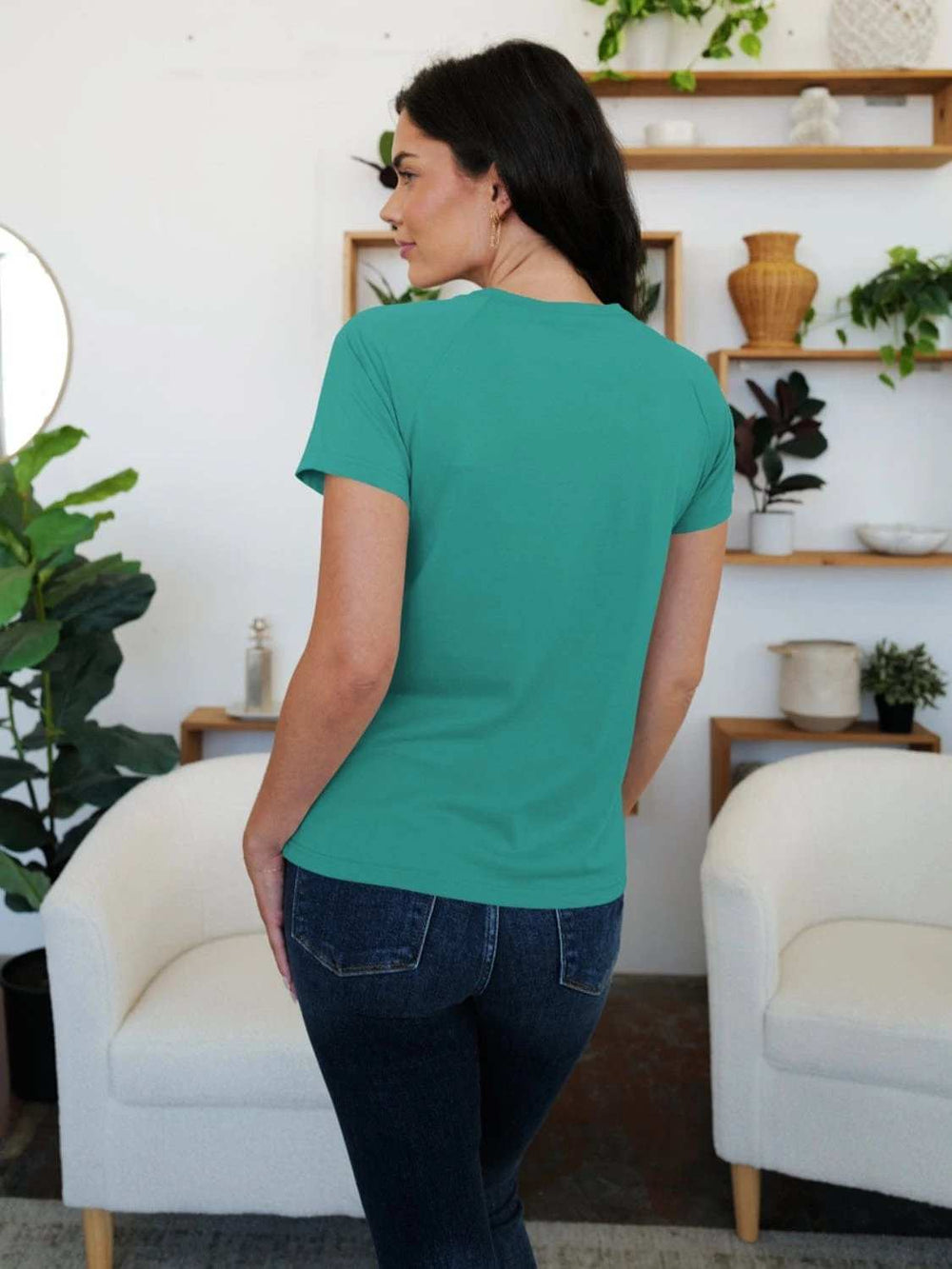 Round Neck Short Sleeve T-Shirt - Trendsi - Flyclothing LLC