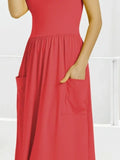 Scoop Neck Midi Dress with Pockets - Trendsi