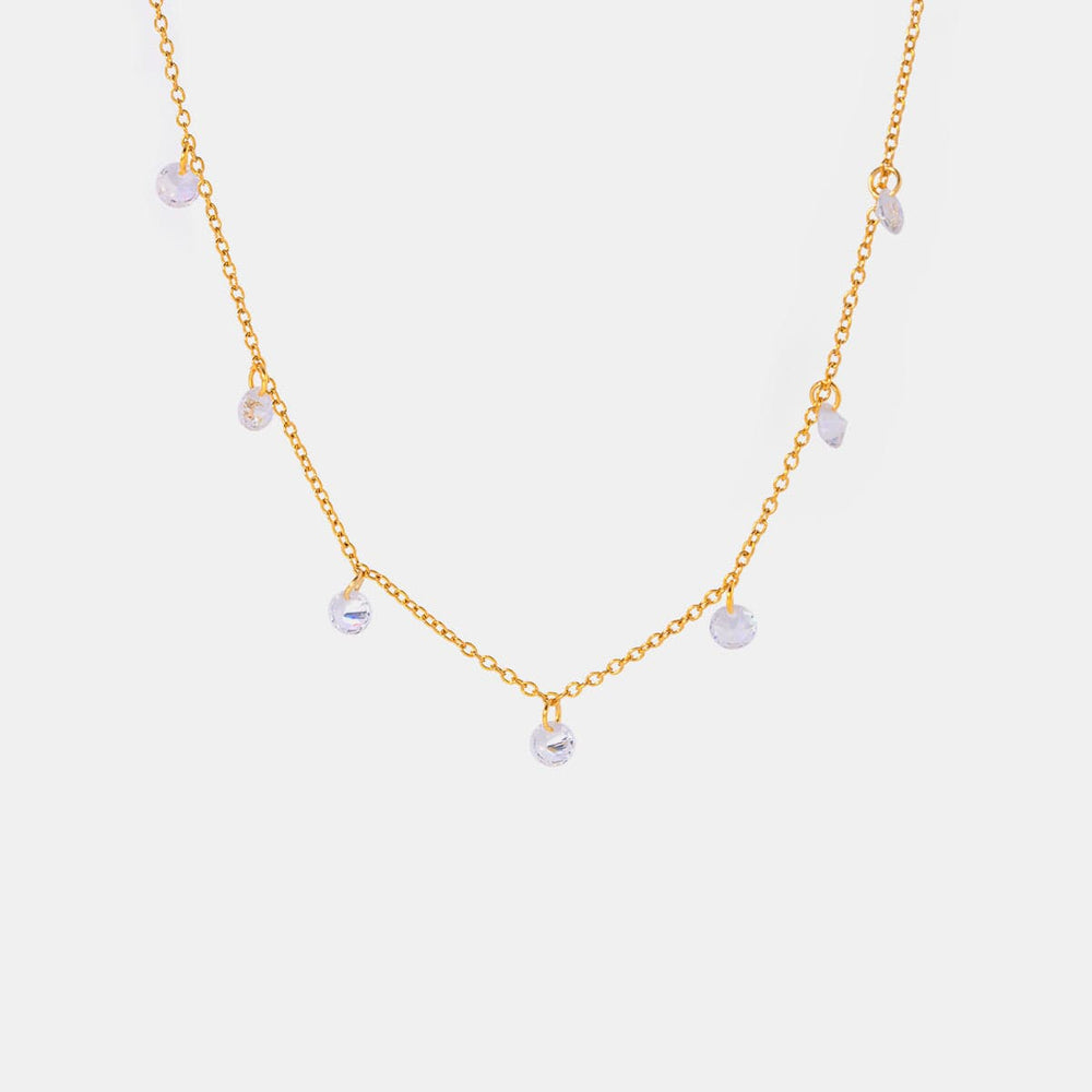 Stainless Steel Rhinestone Pendant Necklace - Trendsi