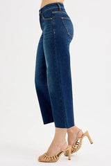 RISEN Full Size Tummy Control High Rise Crop Wide Jeans Plus Size - Trendsi - Flyclothing LLC