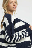 Umgee Cable-Knit Stripe Button-Up Cardigan - Trendsi - Flyclothing LLC