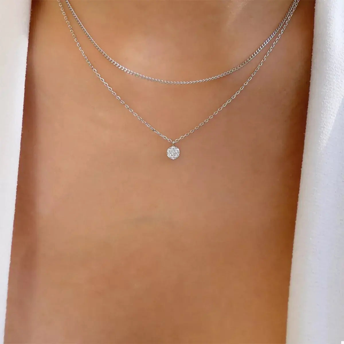 Double Layered Pendant Necklace - Trendsi - Flyclothing LLC