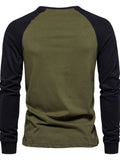 Men's Contrast Round Neck Raglan Sleeve T-Shirt - Trendsi