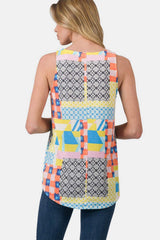 Zenana Printed Round Neck Curved Hem Tank - Trendsi - Flyclothing LLC