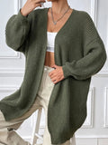 Open Front Long Sleeve Cardigan - Trendsi