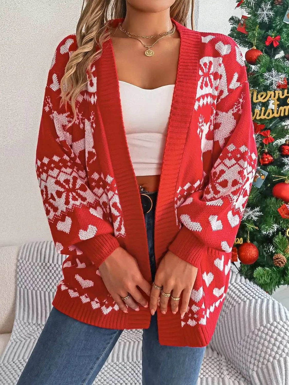Pocketed Open Front Long Sleeve Cardigan - Trendsi - Flyclothing LLC