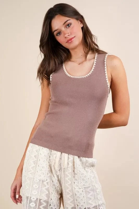 VERY J Blanket Style Sleeveless Knit Tank - Trendsi