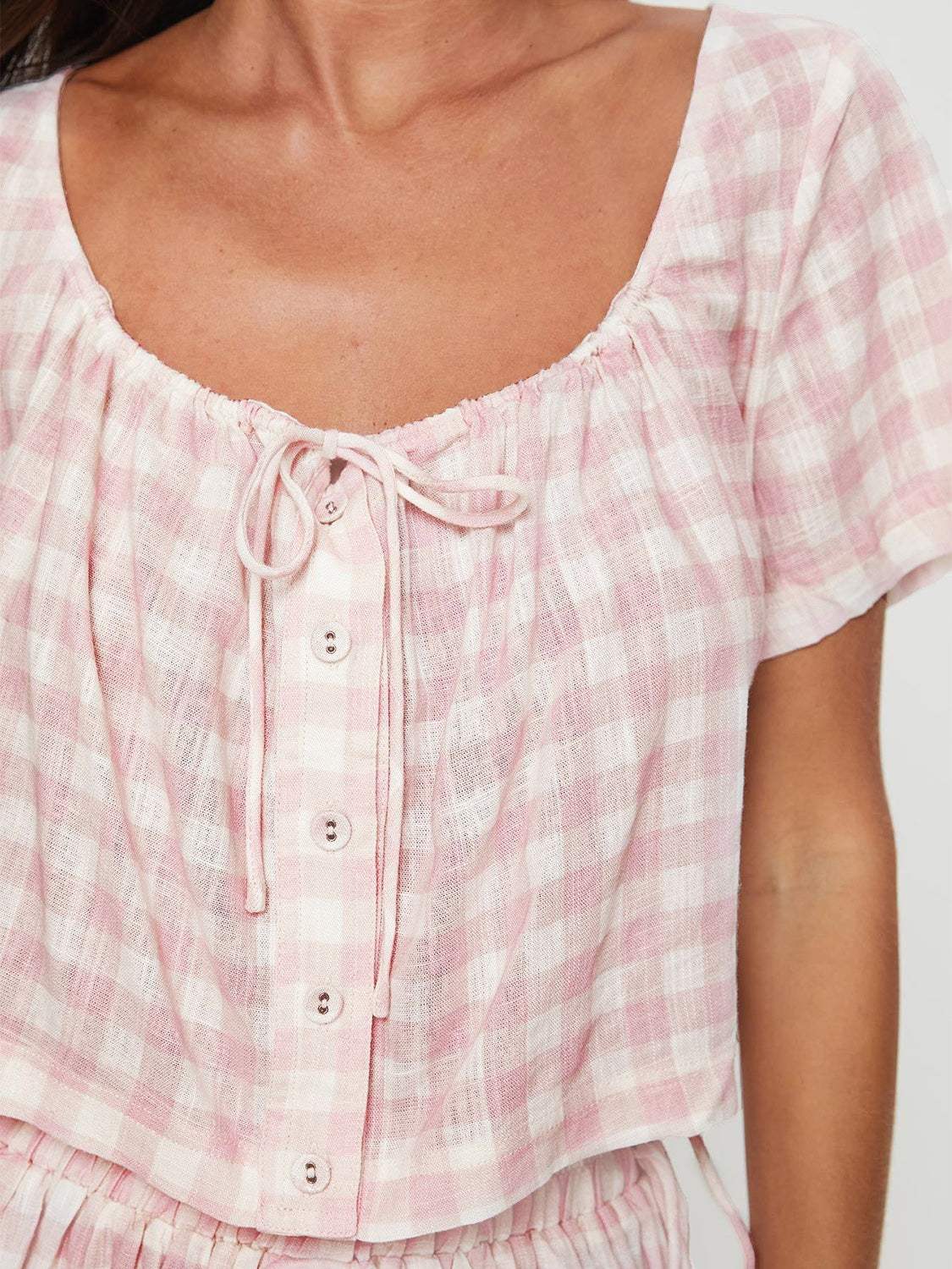 Plaid Short Sleeve Top and Shorts Set - Trendsi - Flyclothing LLC