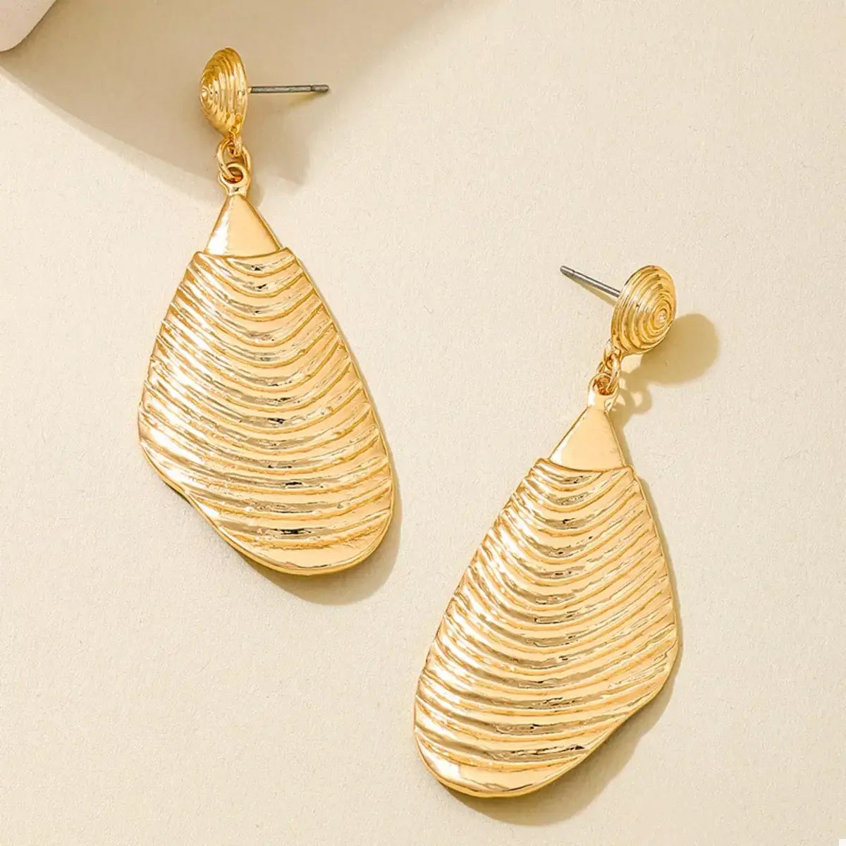 18K Gold-Plated Textured Dangle Earrings - Trendsi - Flyclothing LLC
