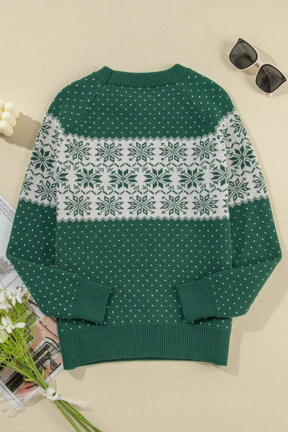Graphic Round Neck Long Sleeve Sweater - Trendsi - Flyclothing LLC