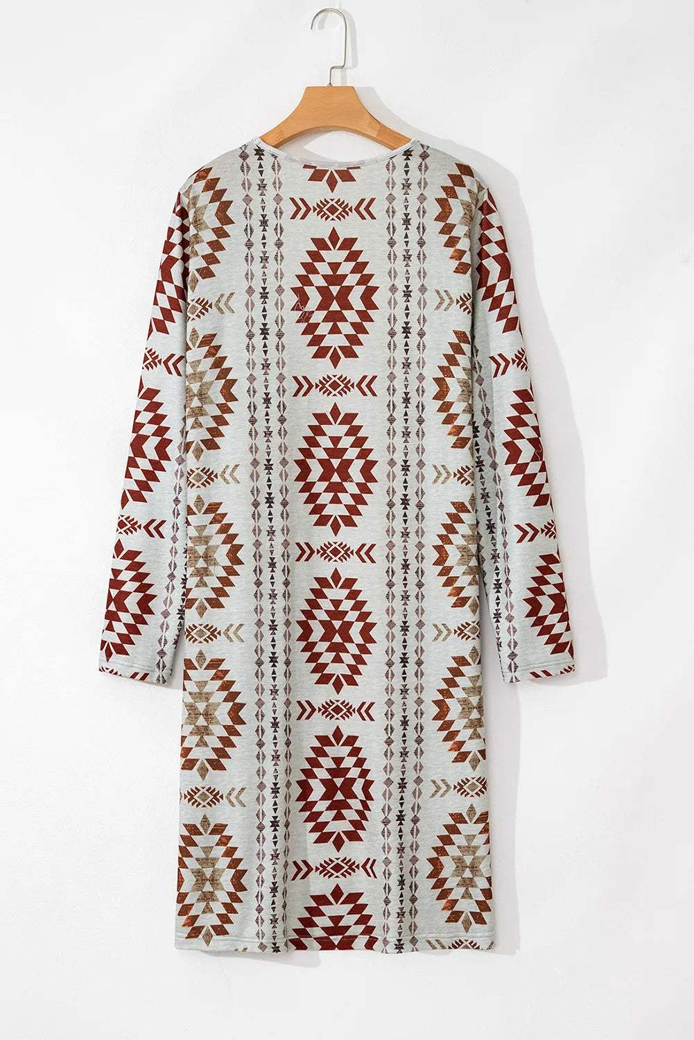 Geometric Open Front Long Sleeve Cover Up - Trendsi - Flyclothing LLC
