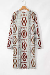 Geometric Open Front Long Sleeve Cover Up - Trendsi - Flyclothing LLC