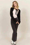 HYFVE Cable-Knit Tie-Front Shrug - Trendsi - Flyclothing LLC