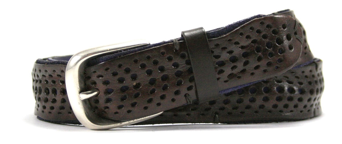 Bill Lavin Soft Italian Brown/Indigo Leather Belt - Leather Island Belts - Flyclothing LLC