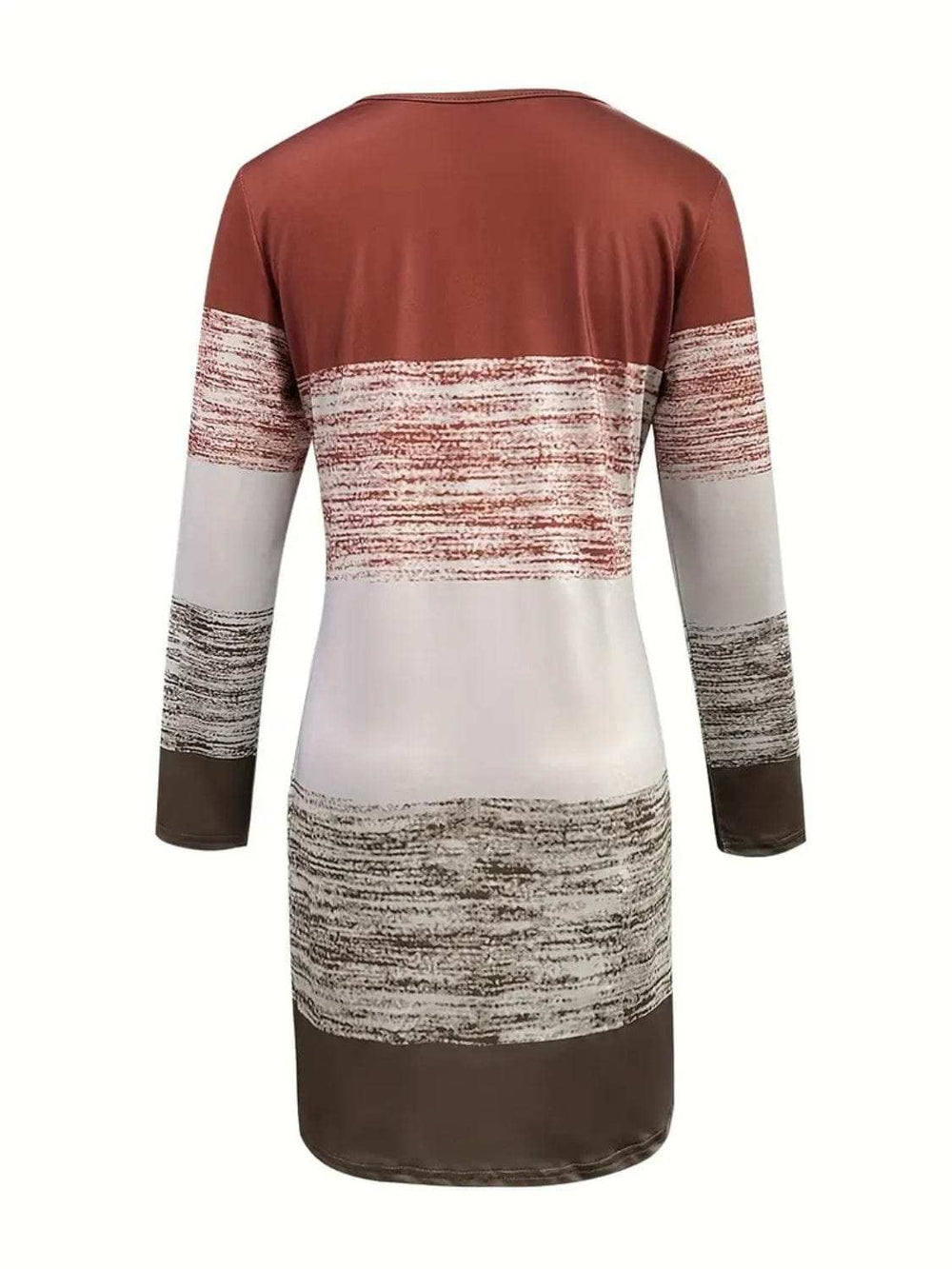 Color Block Round Neck Long Sleeve Dress - Trendsi - Flyclothing LLC